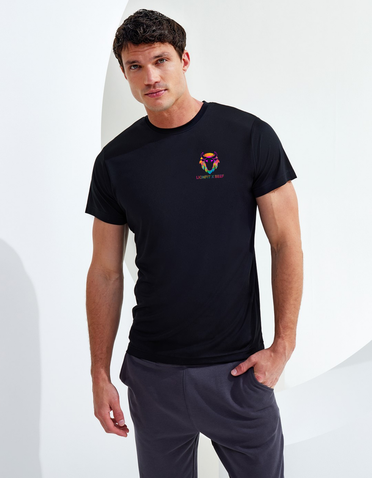 LIONFIT X BEEF Performance gym tee BLACK