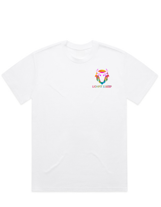 LIONFIT X BEEF Performance gym tee WHITE