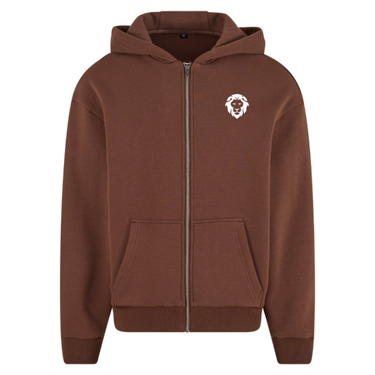 Mens Fluffy Zip Hoodie Choc Brown